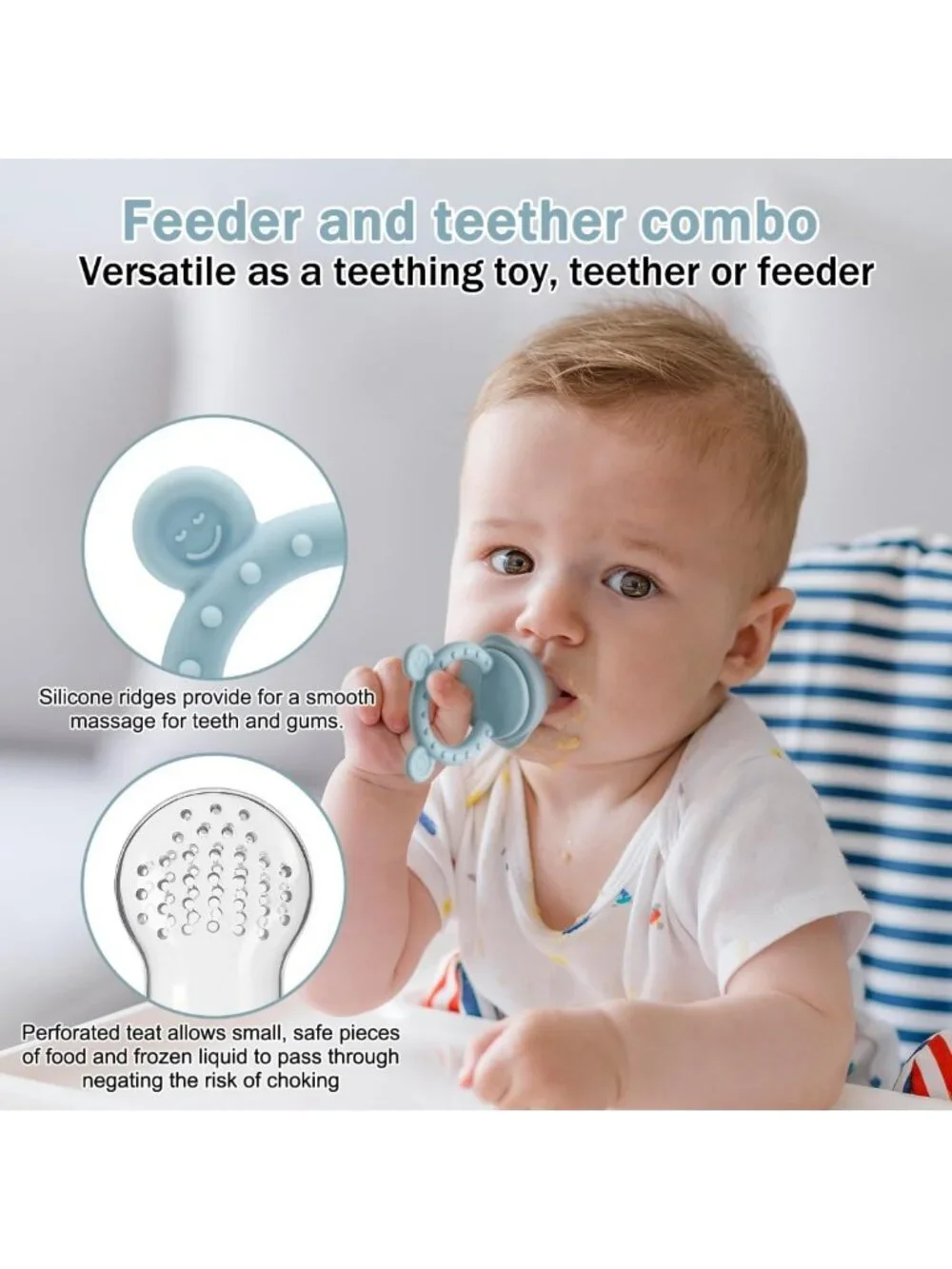 Baby Teething Toy Set with Fruit Feeder & Popsicle Molds | BPA-Free Ice Tray for